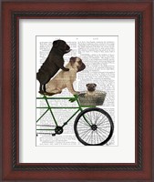 Framed Pugs on Bicycle