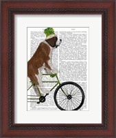 Framed St Bernard on Bicycle