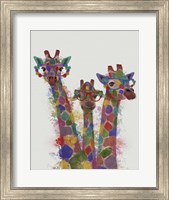 Framed Rainbow Splash Giraffe Trio