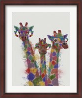 Framed Rainbow Splash Giraffe Trio