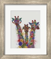 Framed Rainbow Splash Giraffe Trio