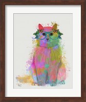 Framed Rainbow Splash Cat 3, Full