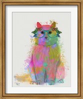 Framed Rainbow Splash Cat 3, Full