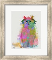 Framed Rainbow Splash Cat 3, Full