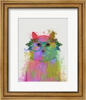 Framed Rainbow Splash Cat 3, Portrait
