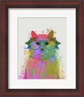 Framed Rainbow Splash Cat 3, Portrait