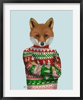 Framed Fox in Christmas Sweater