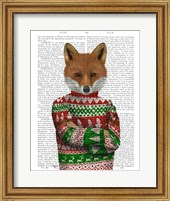 Framed Fox in Christmas Sweater