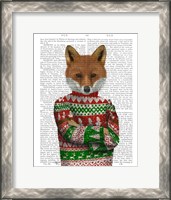 Framed Fox in Christmas Sweater