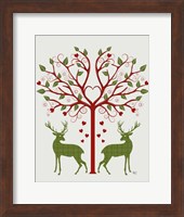 Framed Christmas Des - Deer and Heart Tree, On Cream