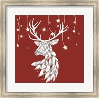 Framed White Deer and Hanging Stars