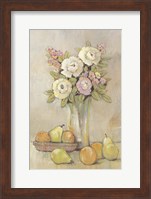 Framed Still Life Study Flowers & Fruit I