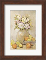 Framed Still Life Study Flowers & Fruit II