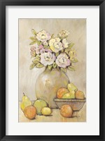 Framed Still Life Study Flowers & Fruit II