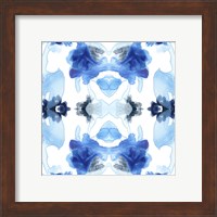 Framed 'Blue Kaleidoscope I' border=