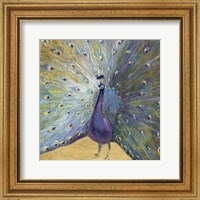 Framed Purple and Gold Peacock