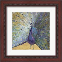 Framed Purple and Gold Peacock