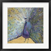 Framed Purple and Gold Peacock