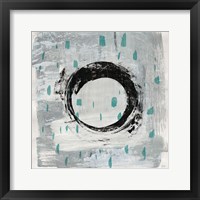 Framed 'Zen Circle I Crop with Teal' border=