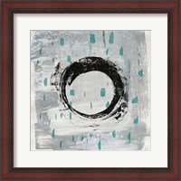 Framed 'Zen Circle I Crop with Teal' border=