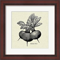 Framed Linen Vegetable BW Sketch Beets