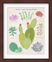 Framed Succulent and Cacti Chart III on Wood