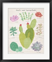 Framed Succulent and Cacti Chart III on Wood