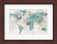 Framed Blue Map