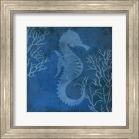 Framed Navy Sea horse