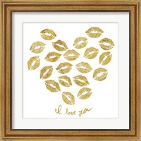 Framed 'I Love you Gold Lips' border=