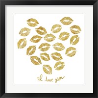 Framed 'I Love you Gold Lips' border=