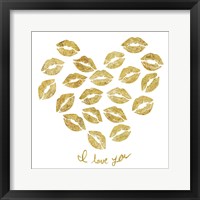 Framed 'I Love you Gold Lips' border=