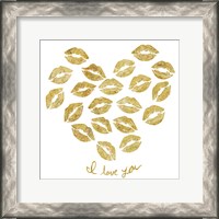 Framed I Love you Gold Lips