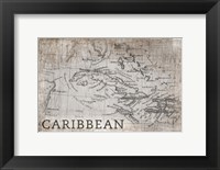 Framed Carribean Map White