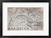 Carribean Map White Framed Print