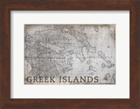 Framed Greek Islands Map White