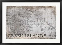 Framed Greek Islands Map White