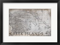 Greek Islands Map White Framed Print