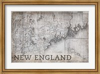 Framed New England Map White