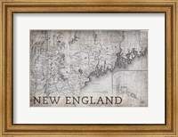 Framed New England Map White