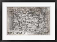 Framed Bordeaux Map White