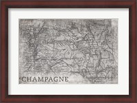 Framed Champagne Map White