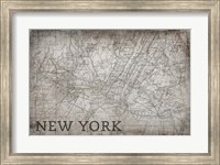 Framed New York Map White
