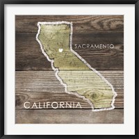 Framed California Rustic Map