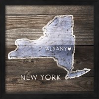 Framed New York Rustic  Map