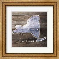 Framed New York Rustic  Map