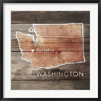 Framed Washington Rustic Map