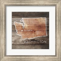 Framed Washington Rustic Map