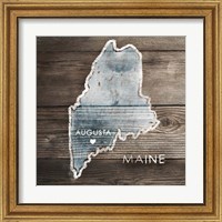 Framed 'Maine Rustic Map' border=