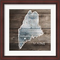 Framed Maine Rustic Map